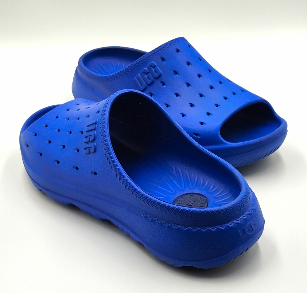 UGG Blue Slide Sandals Slip-On Breathable Logo EVAUS Unisex Men's size 12